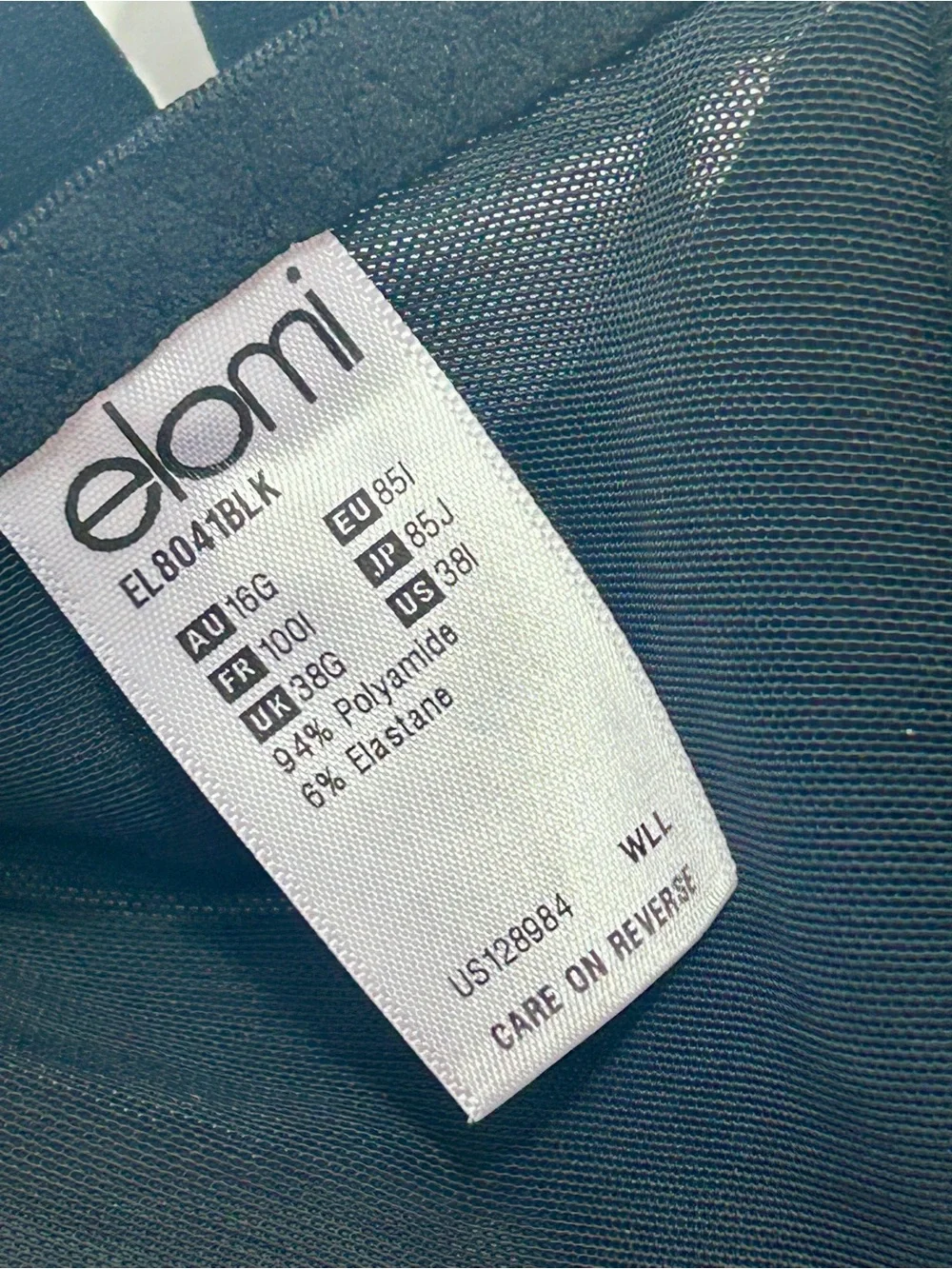 Elomi Black Energise High Impact Underwire Sports Bra 38I NWT